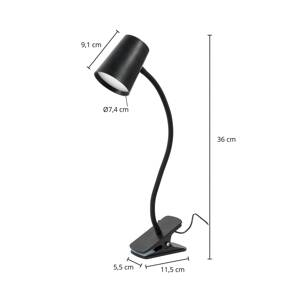 Lindby Ailina LED-es asztali lámpa, bilincses talp, fekete