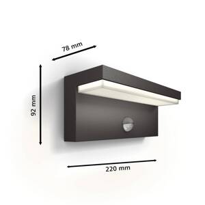 Philips LED kültéri fali lámpa Bustan UE, érzékelő, 2700 K