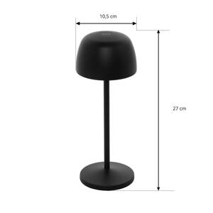 Lindby Arietty LED-es újratölthető asztali lámpa, fekete, 2 darabos szett