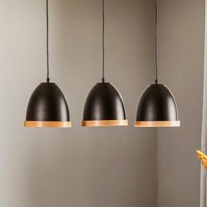Studio függő lámpa fa dísszel, 3 izzós fekete
