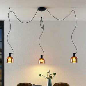 Lucande Serina függő lámpa, három izzós, üveg réz