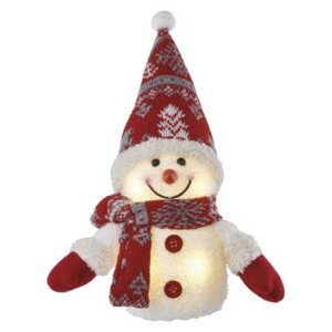LED karácsonyi világító hóember, 25 cm, 3x AA, beltéri, meleg fehér, időzítő
