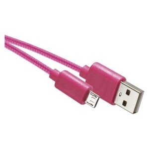 Töltő- és adatkábel USB-A 2.0 / micro USB-B 2.0, 1 m, rózsaszín