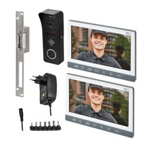 EMOS Video kaputelefon szett beltéri egység, ajtózár, töltőadapter